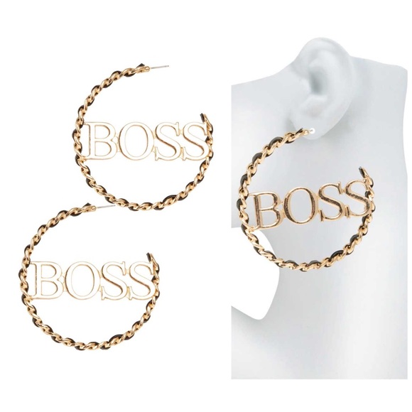 •Like a BOSS• Faux Leather Threaded Hoop Earrings - Picture 3 of 4